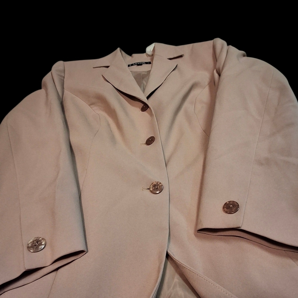 Larry Levine Classics Khaki Button Polyester Long Trench Coat Women Size 18 - Picture 7 of 16